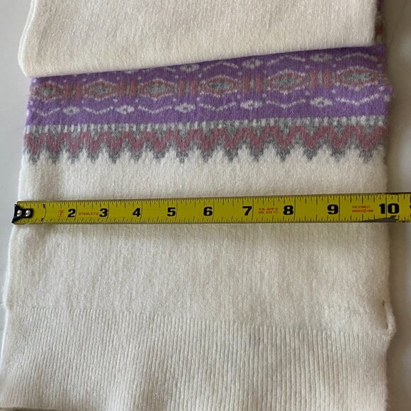 😊TALBOTS Womens Classic Norwegian Pattern Knit Scarf Purple White Gray Pink NWT - Picture 6 of 7